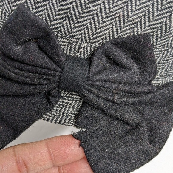 Tweed Herringbone Fedora Hat with Side Bow Wool Blend One Size Fall Style FIt - Picture 9 of 9